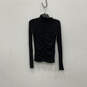 Womens Black Ruched Turtleneck Long Sleeve Pullover Blouse Top Size XS image number 1