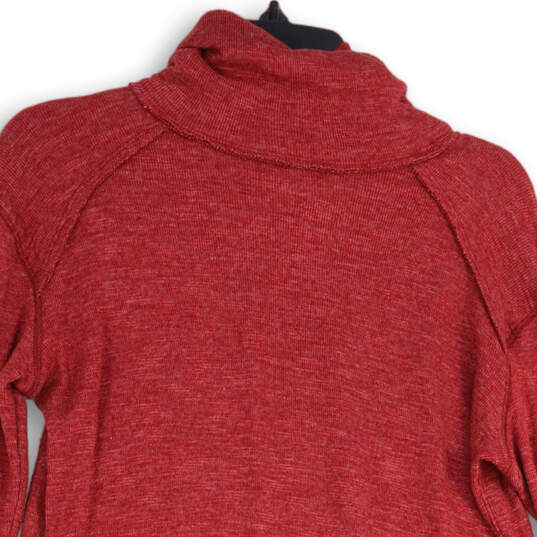 Womens Red Long Sleeve Turtleneck Split Back Hem Pullover Sweater Size S/P image number 3