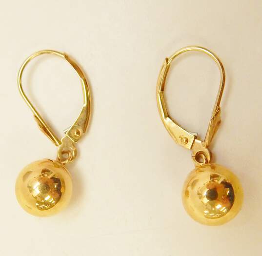 Buy the 14K Gold CZ Post & Ball Drop Earrings 2.1g | GoodwillFinds