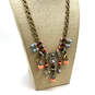 Designer J. Crew Gold-Tone Clear Crystal & Stone Dangle Fringe Necklace image number 4