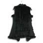 Love Taken Womens Black Fur Sleeveless Open Front Long Vest Size Small image number 2