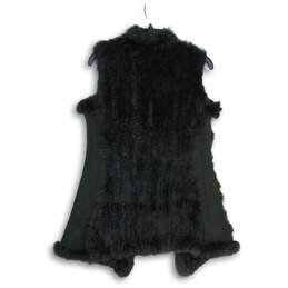Love Taken Womens Black Fur Sleeveless Open Front Long Vest Size Small alternative image
