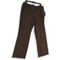 NWT Womens Brown Flat Front Stretch Pockets Straight Leg Dress Pants Sz 16 image number 1