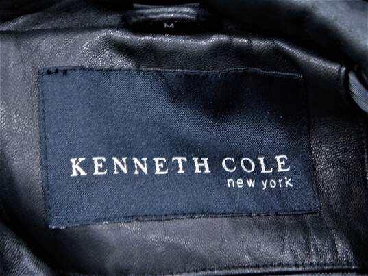 Kenneth Cole Black Leather Button Up Jacket Mens Size M image number 3