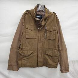 ALL Saints MN's Cotton Army Green Military Style Canvas Button & Full Zip Jacket Size XL