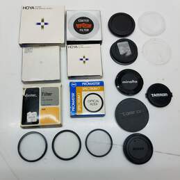 Camera lens filters and lens caps lot #2 - various sizes and brands