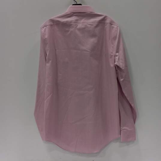 Calvin Klein Infinite Non Iron Stretch Slim Fit Stretch Collar Pink Button Up Dress Shirt Size 34/35M image number 2