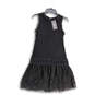 NWT Womens Black Pleated Lace Sleeveless Round Neck A-Line Dress Size M image number 1