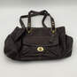 Womens Brown Leather Bottom Studs Inner Pocket Turnlock Shoulder Bag image number 1