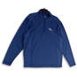 Womens Blue Long Sleeve Mock Neck Quarter Zip Pullover Jacket Size Large image number 1