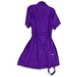 Apt.9 Womens Purple Spread Collar Short Sleeve Belted Shirt Dress Size 3X alternative image