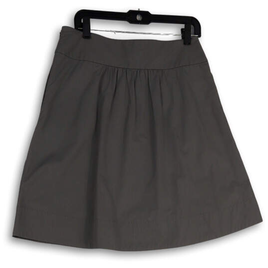 Womens Gray Stretch Pleated Front Side Zip Knee Length A-Line Skirt Size 6 image number 2