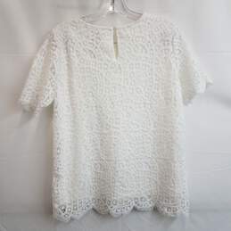 Women's white embroidered short sleeve loose fitting blouse S alternative image
