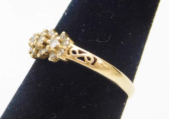 14K Yellow Gold 0.22 CTTW Diamond Cross Over Ring 3.5g image number 3
