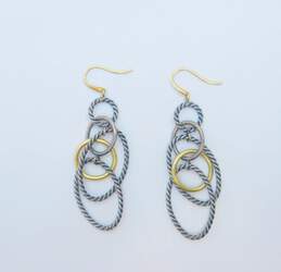 David Yurman 925 & 18K Yellow Gold Cable Chain Mobile Drop Earrings 10.1g