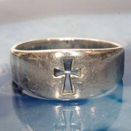 James Avery Sterling Silver Cut Out Cross Ring Band Size 8