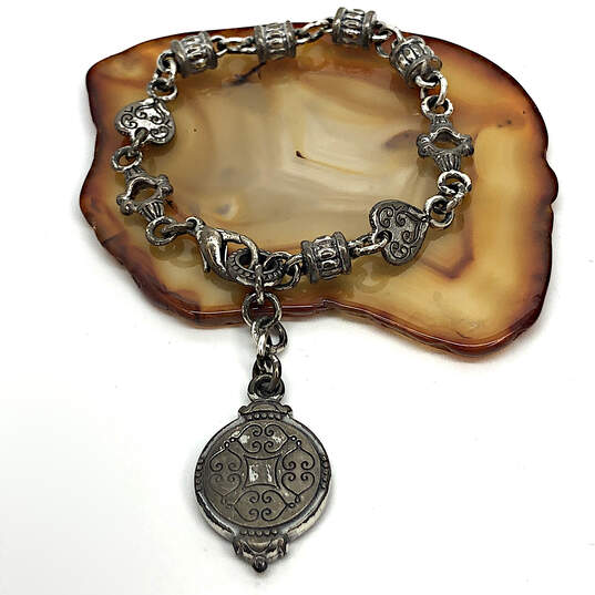 Designer Brighton Silver-Tone Reversible Initial Scrolled Chain Bracelet image number 3