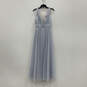 Womens Blue Sleeveless V-Neck Pleated Back Zip Fit And Flare Dress Size 6 image number 2
