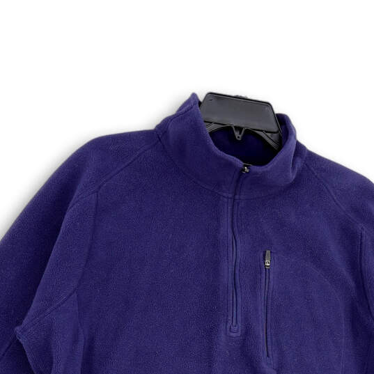 Mens Blue Fleece Mock Neck Long Sleeve 1/4 Zip Pullover Jacket Size L Tall image number 3