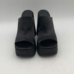 Womens Black Open Toe High Wedge Slip On Platform Heels Size 8 alternative image