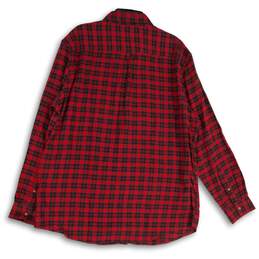 NWT Chaps Mens Red Black Plaid Collared Long Sleeve Button-Up Shirt Size XL alternative image