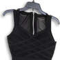 Womens Black V-Neck Sleeveless Rib Lacing Short Bodycon Dress Size Small image number 3