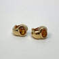 Designer Swarovski Gold-Tone Crystal Cut Stone Clip-On Half Hoop Earrings image number 2