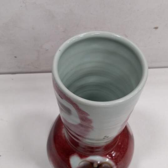 Handmade Ceramic Red & Gray Glazed Pottery Vase image number 5