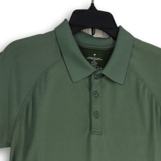 Mens Green Short Sleeve Spread Collar Golf Polo Shirt Size Medium image number 3