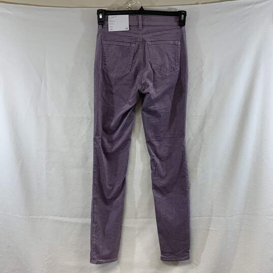 Women's Purple Velveteen LOFT Skinny Jeans, Sz. 25/0 image number 2