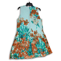 Womens Blue Orange Floral sleeveless Back Keyhole  A-Line Dress Size 12 alternative image