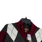 NWT Mens Red Gray Argyle Long Sleeve Mock Neck Full Zip Sweater Size XXL image number 3