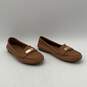 Womens Fredrica Beige Gold Leather Round Toe Slip-On Loafer Flats Size 7.5 image number 2