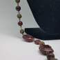Endless Long Vintage Chocolate Brown Swirl Molded Art Glass & Brass Beaded Necklace 173.2g image number 4