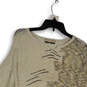 Mens Beige Knit 3/4 Raglan Sleeve Round Neck Pullover Sweater Size 3XL image number 3