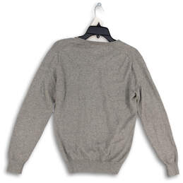 Mens Gray Long Sleeve V Neck Tight Knit Pullover Sweater Size Small alternative image