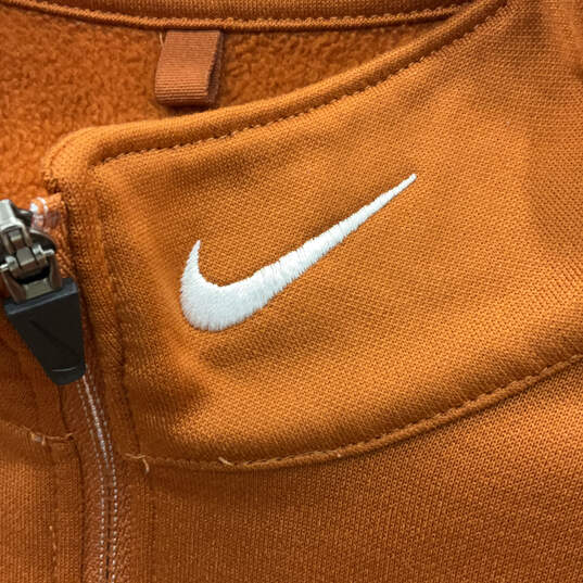 Mens Orange Long Sleeve Mock Neck Quarter Zip Pullover Sweatshirt Size L image number 4
