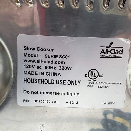 ALL-CLAD 6.5 Quart Slow Cooker Stainless Steel Crock Pot Model Series SC01 image number 4