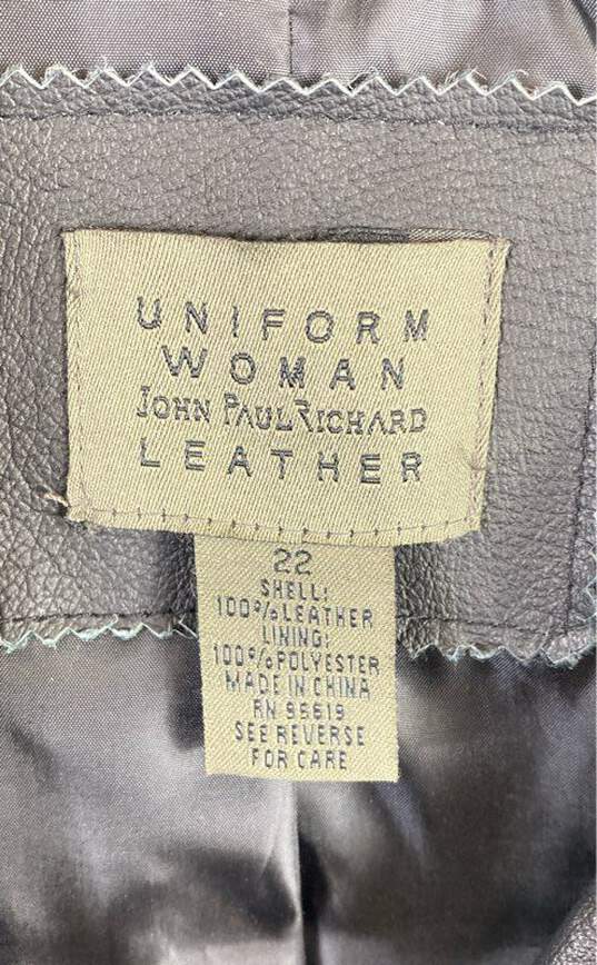 John Paul Richard Women Black Leather Jacket Sz 22 image number 3
