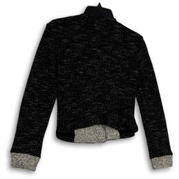 Womens Black Long Sleeve Pockets Asymmetrical Zip Tweed Jacket Size S alternative image