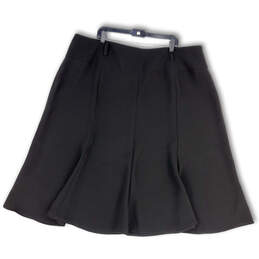 Womens Black Elastic Waist Regular Fit Flared Back Zip A-Line Skirt Size 24W