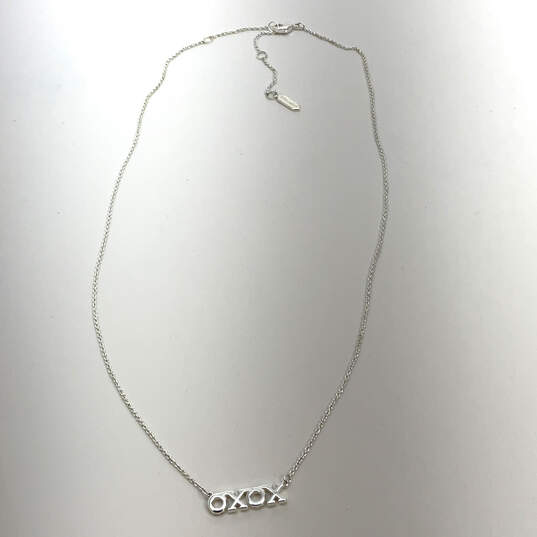 Designer Stella & Dot Silver-Tone XOXO Crystal Fashion Pendant Necklace image number 2