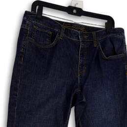 Womens Blue Denim Dark Wash Stretch Pockets Straight Leg Jeans Size 12S