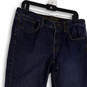 Womens Blue Denim Dark Wash Stretch Pockets Straight Leg Jeans Size 12S image number 1