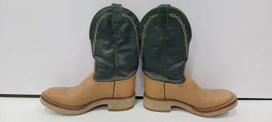 Toni Lama Women's Beige and Green Leather Cowboy Boots Size 7 image number 2