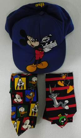VTG 90s Goofy's Hat Co. Walt Disney Studios Mickey Snapback Hat w/ Character Ties Looney Tunes
