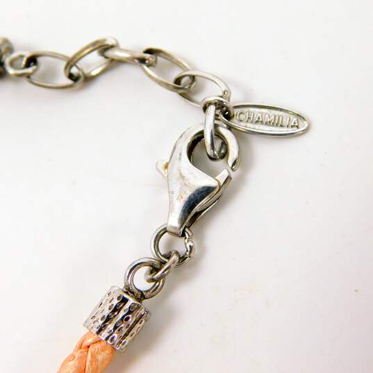 Chamilia Braided Leather Sterling Silver Bracelet 2.9g image number 3
