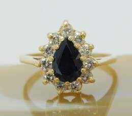 14K Yellow Gold Sapphire & Cubic Zirconia Ring 4.4g