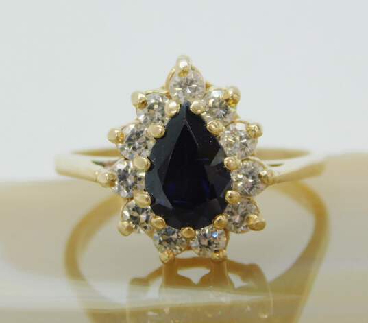 14K Yellow Gold Sapphire & Cubic Zirconia Ring 4.4g image number 1