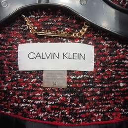 Calvin Klein Women's Red/White/Black Open-Front Tweed Topper Jacket/Coat/Blazer (No Closure) Size 14 alternative image